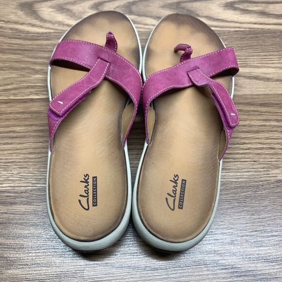 Clarks Women's Collection Comfort 9M Flip Flops Pink  Adjustable Thong Sandals - Picture 5 of 11